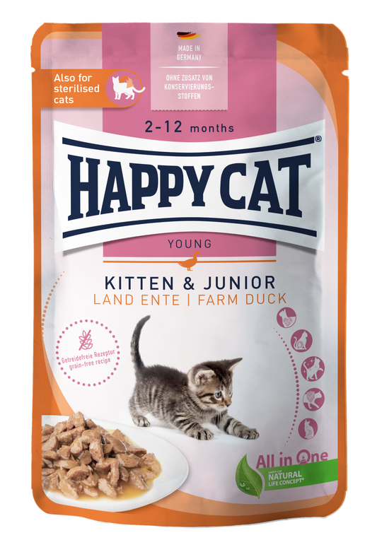 Happy Cat MIS Culinary Kitten & Junior Farm Duck 0.085g (Min 20pcs - 0.085g)