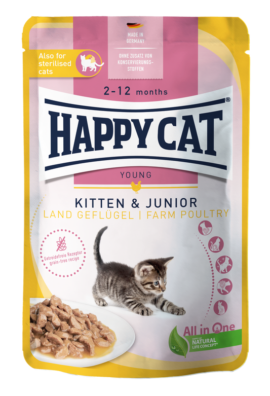 Happy Cat MIS Culinary Kitten & Junior Farm Poultry 0.085g (Min 20pcs - 0.085g)